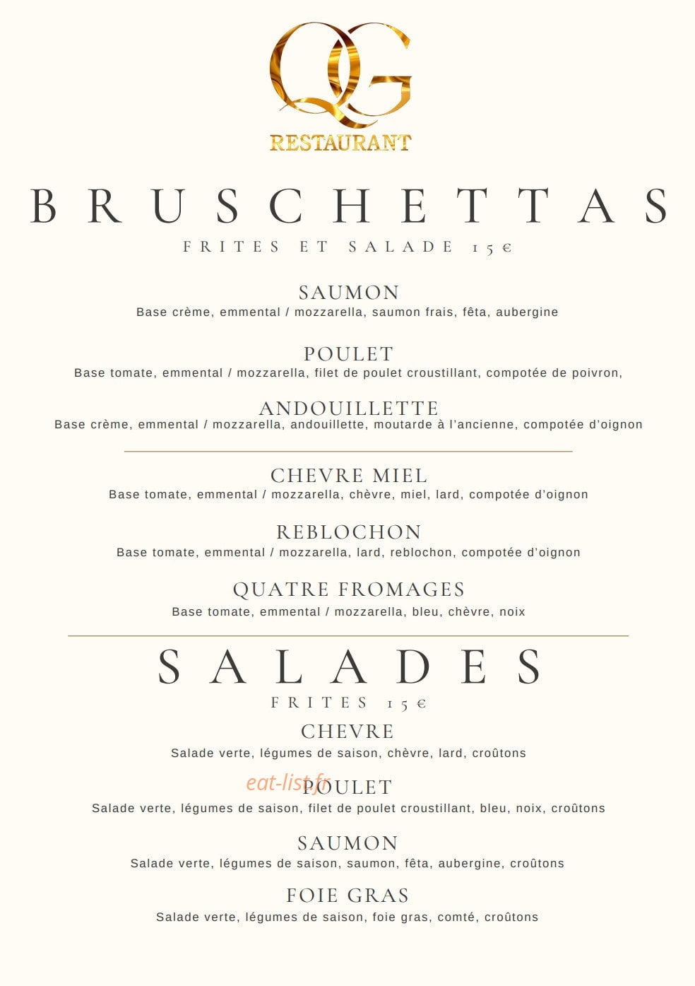 Le QG Restaurant — carte page 3