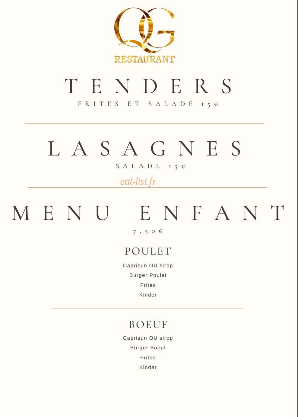 Le QG Restaurant — carte page 4