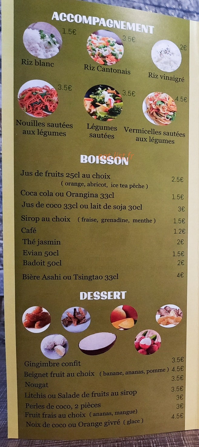 Carte et menu de Viet Food à Sainte Florine — Les accompagnements
