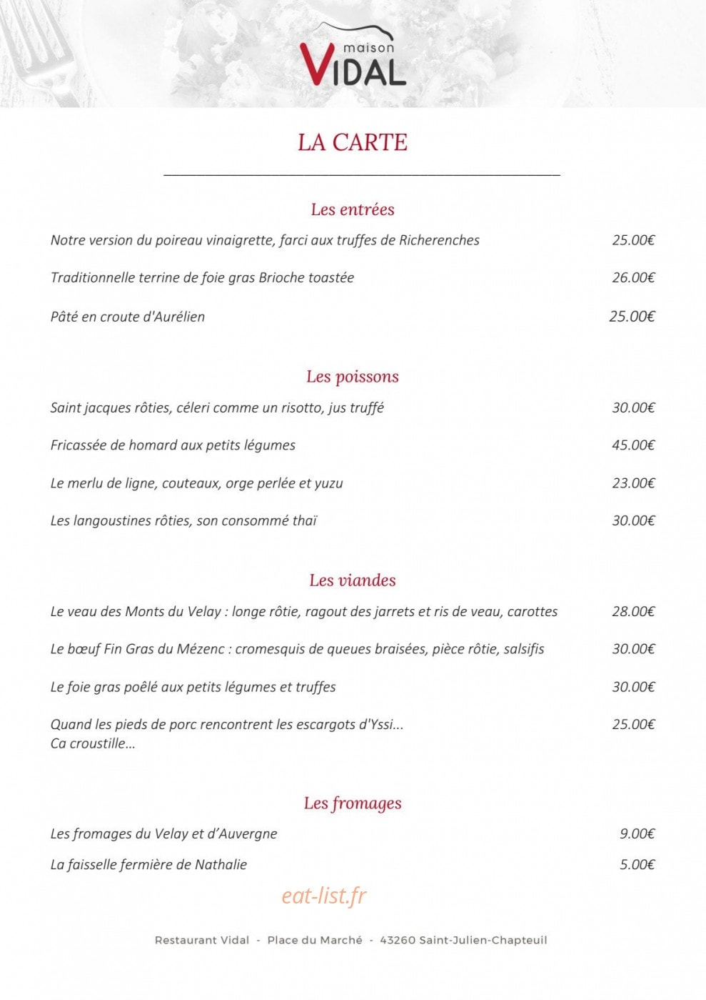 Vidal — carte page 1