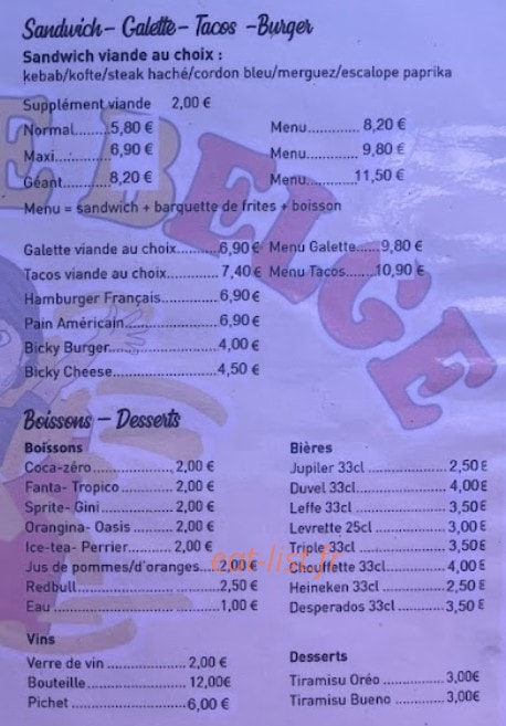 La Frite Belge — carte page 3