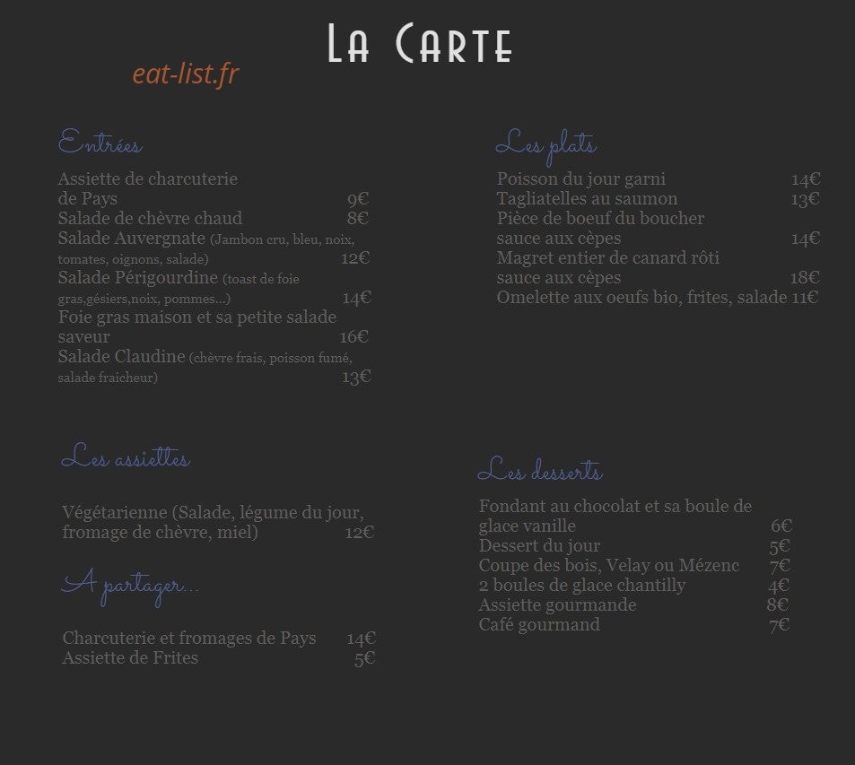 Les Platanes — carte page 2