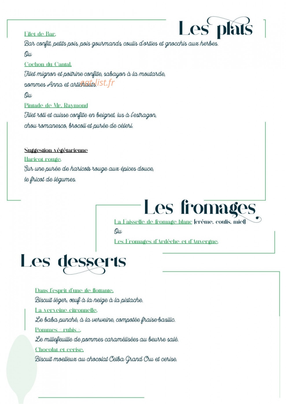 Bistrot La Coulemelle — carte page 2