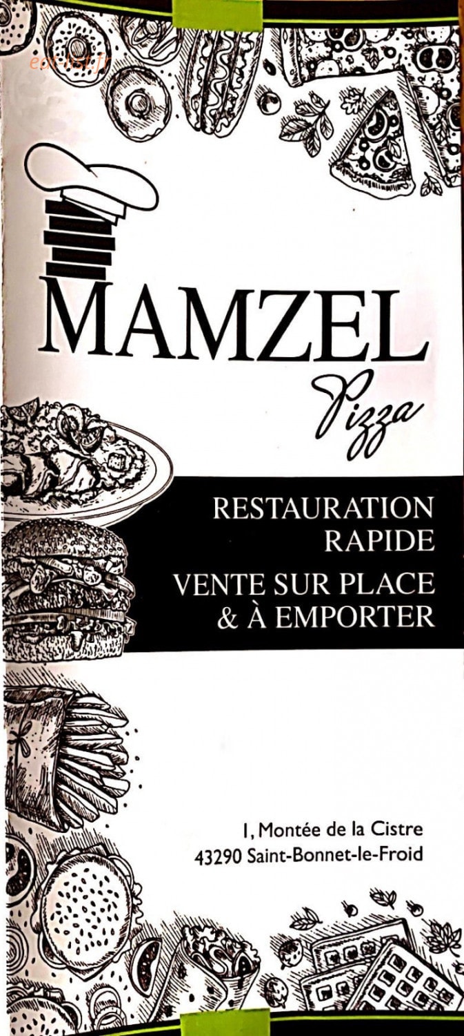 Mamzel Pizza — carte page 1