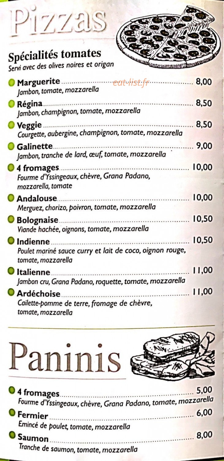 Mamzel Pizza — carte page 2