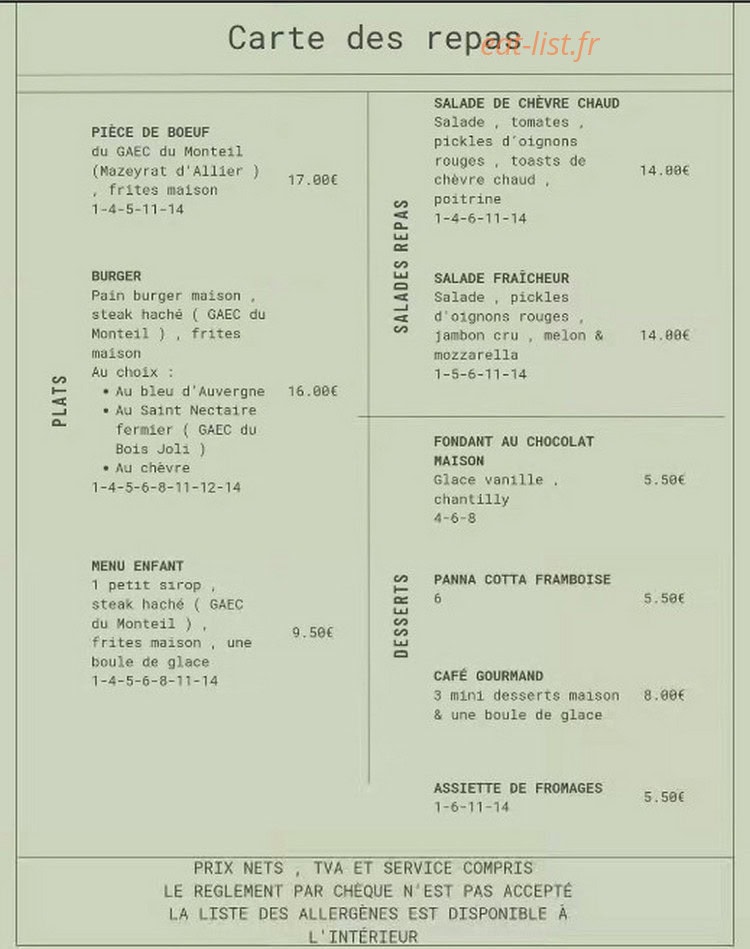 Au patio — carte page 1