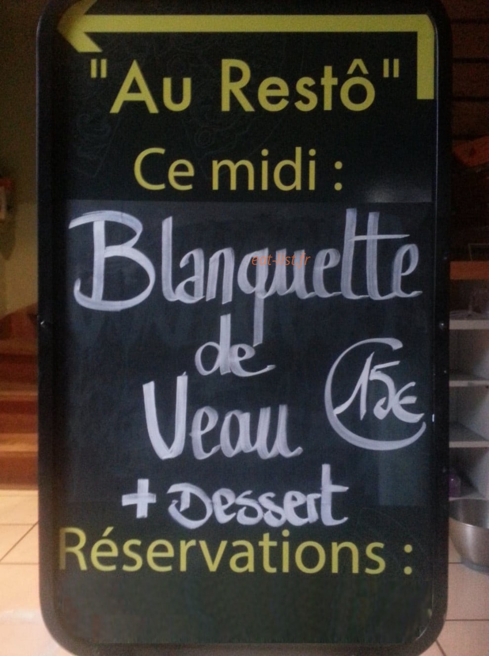 Au Restô — carte page 1