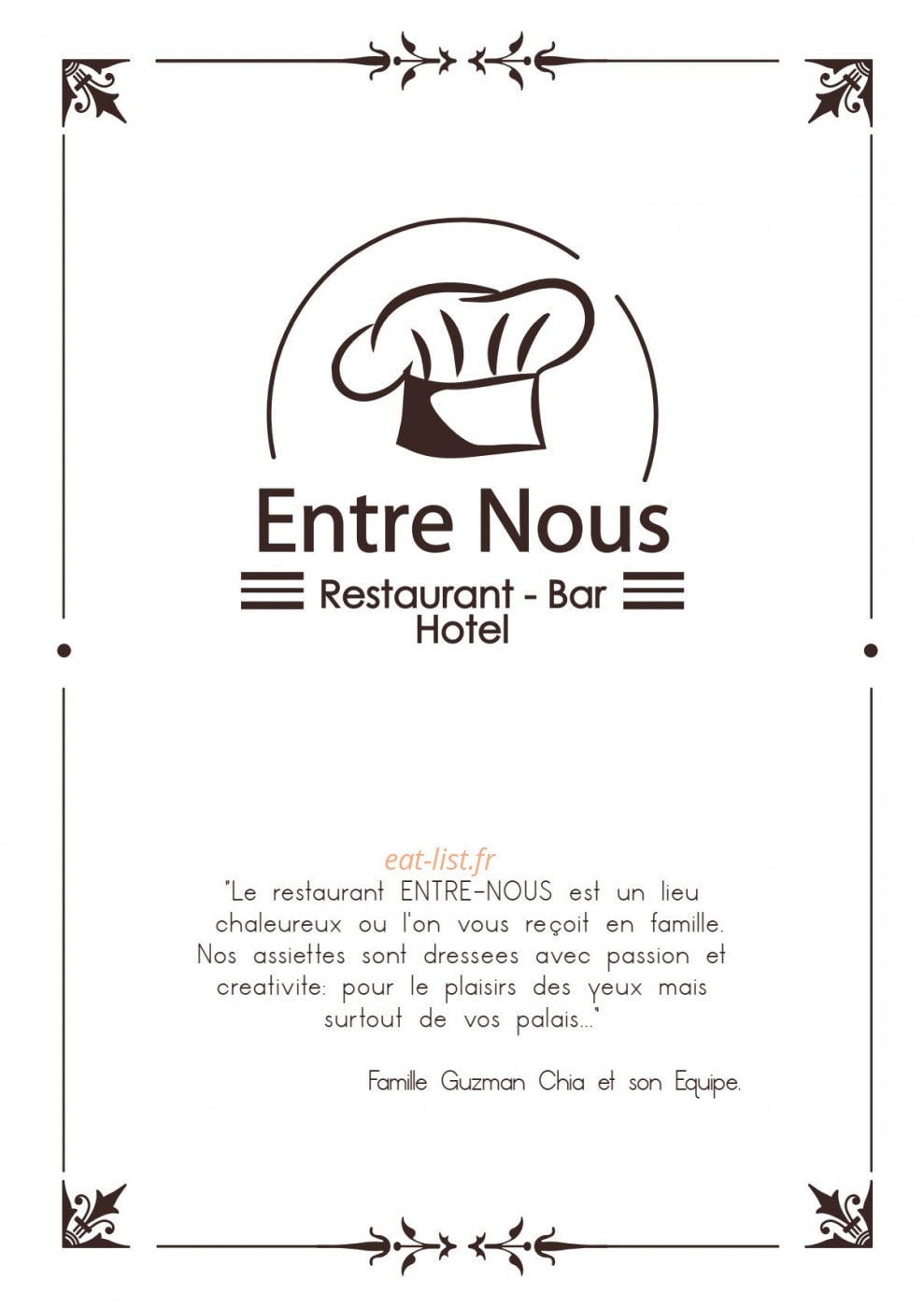 Entre Nous — carte page 1