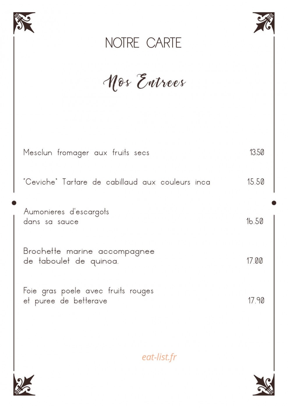 Entre Nous — carte page 10