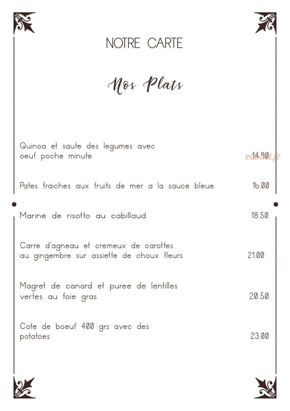 Entre Nous — carte page 11