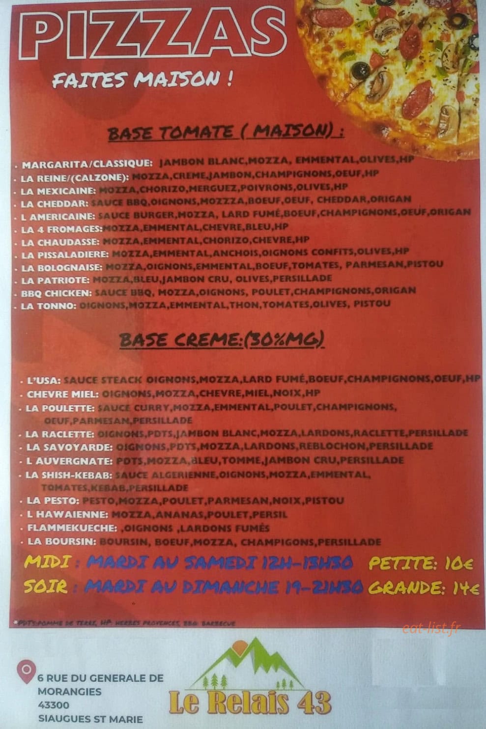 Le Relais 43 — carte page 1