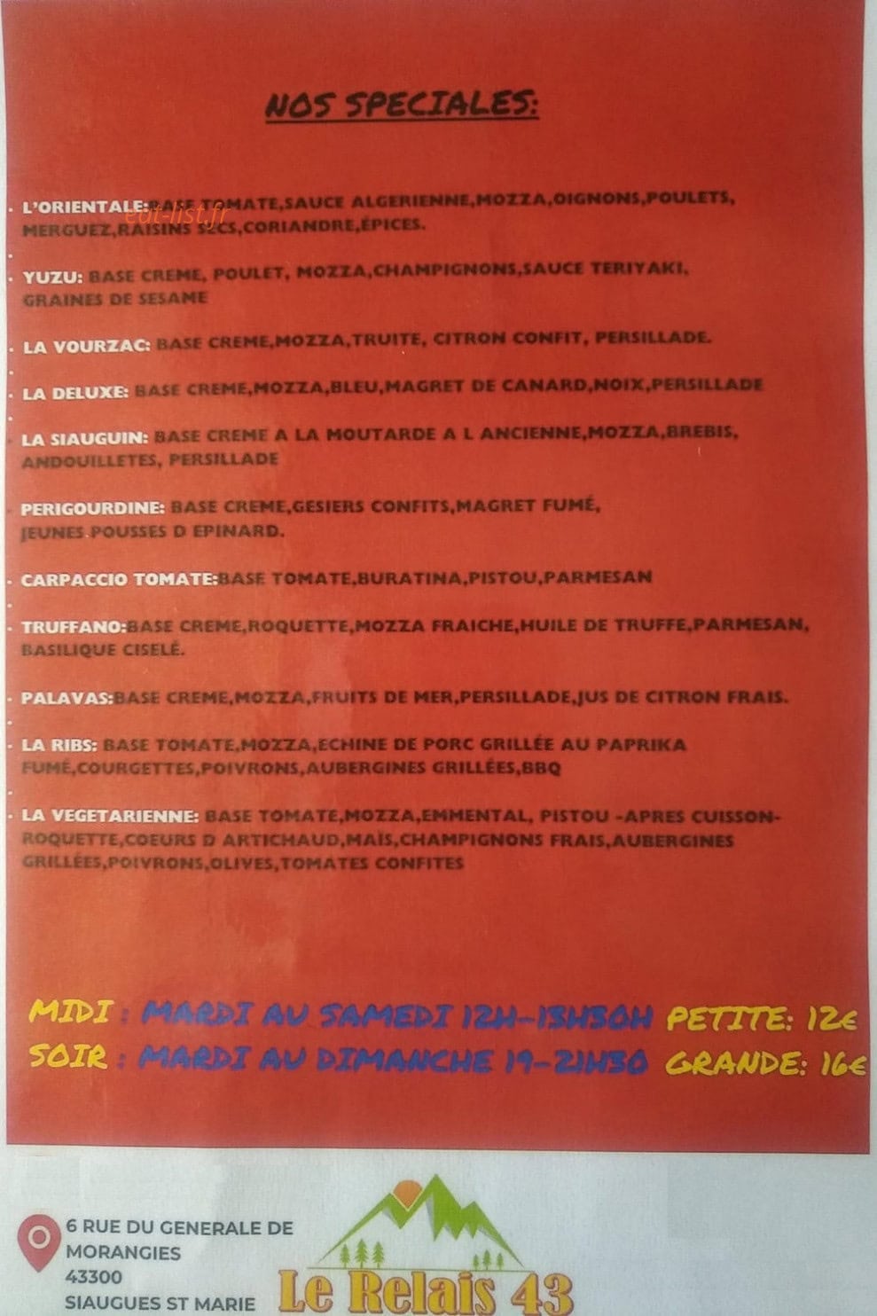 Le Relais 43 — carte page 2