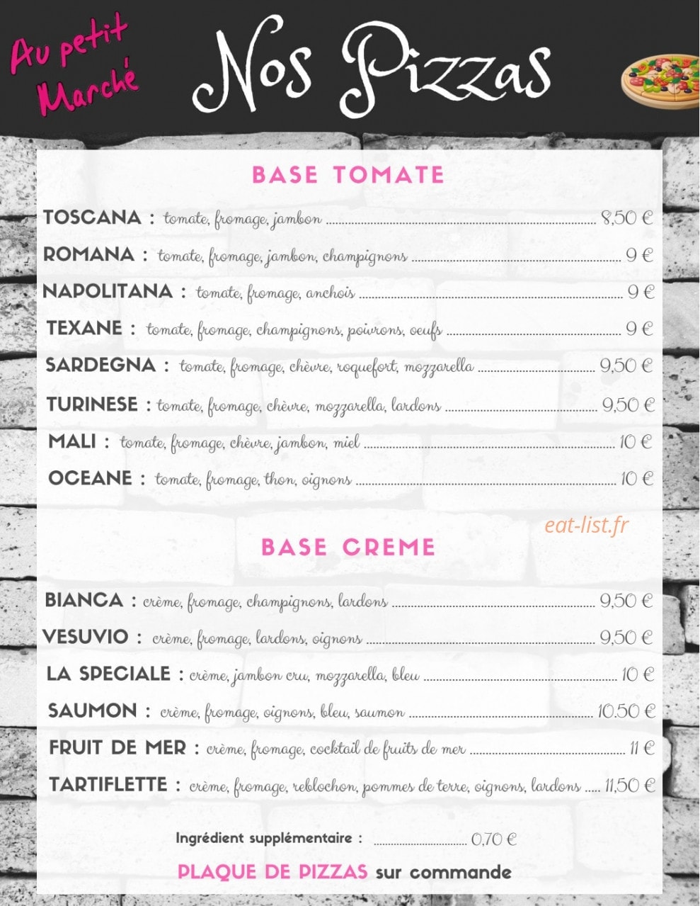 Au Petit Marché — carte page 1