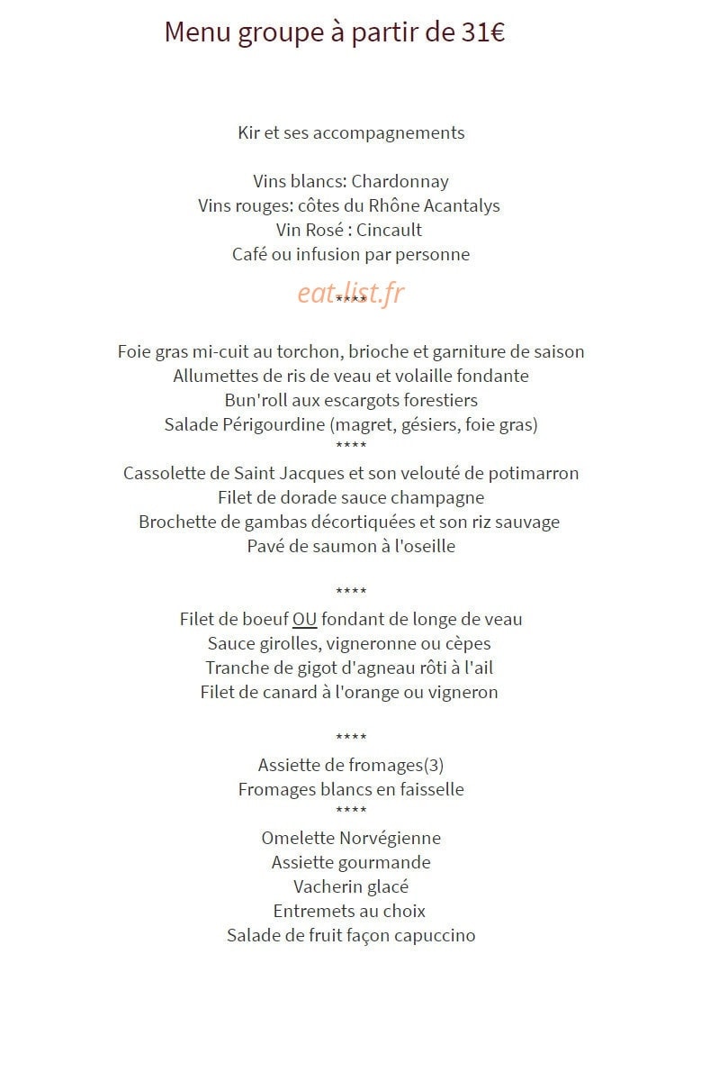 Restaurant des Voyageurs — carte page 4