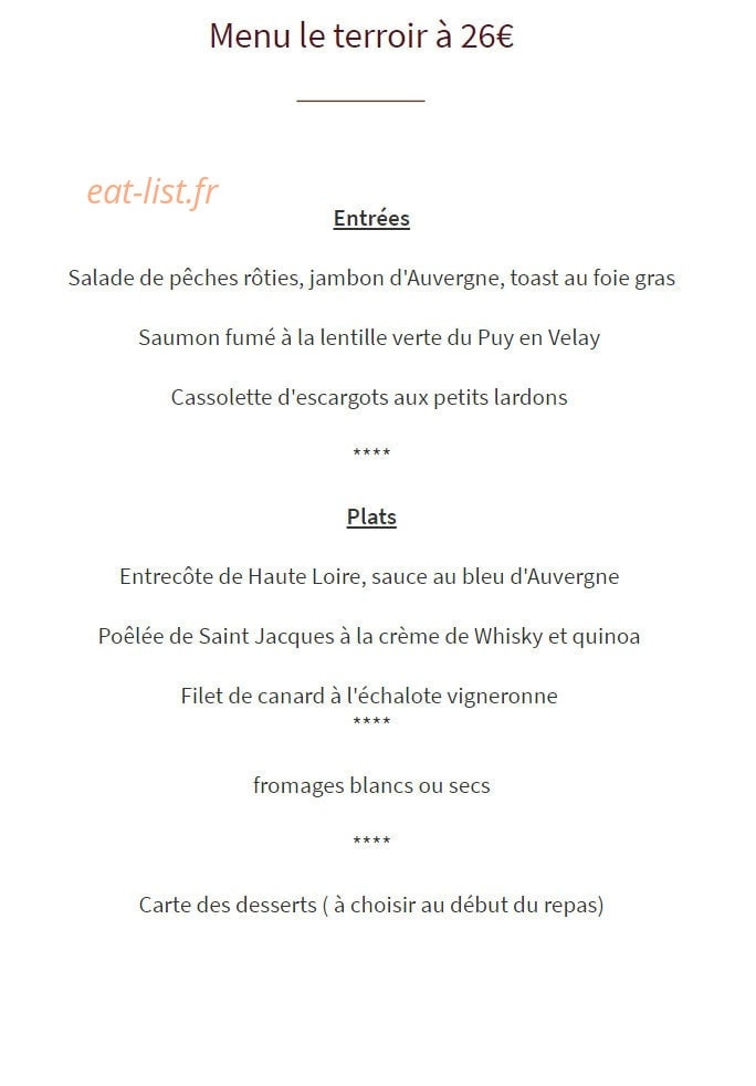 Restaurant des Voyageurs — carte page 6