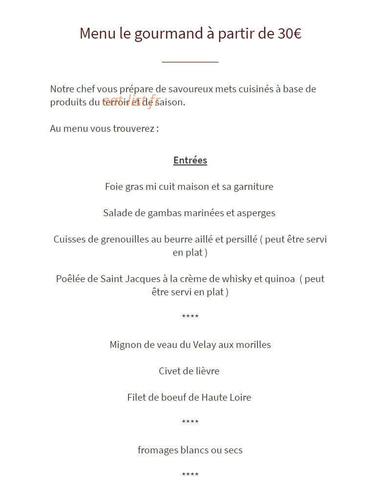 Restaurant des Voyageurs — carte page 7