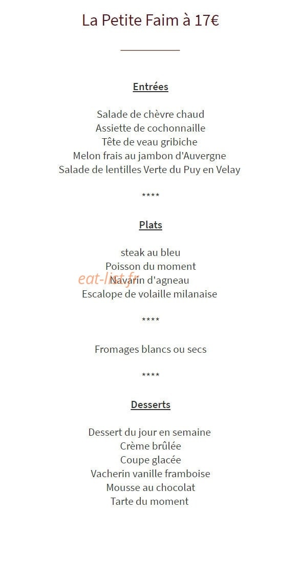 Restaurant des Voyageurs — carte page 5