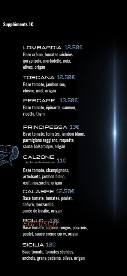 Ultima Pizza — carte page 3