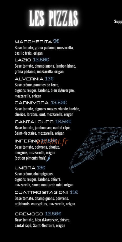 Ultima Pizza — carte page 2