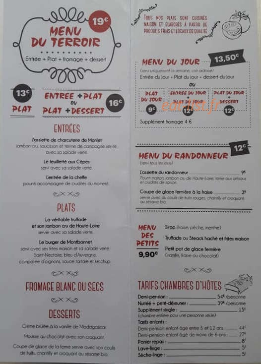 Auberge La Barbelotte — carte page 2