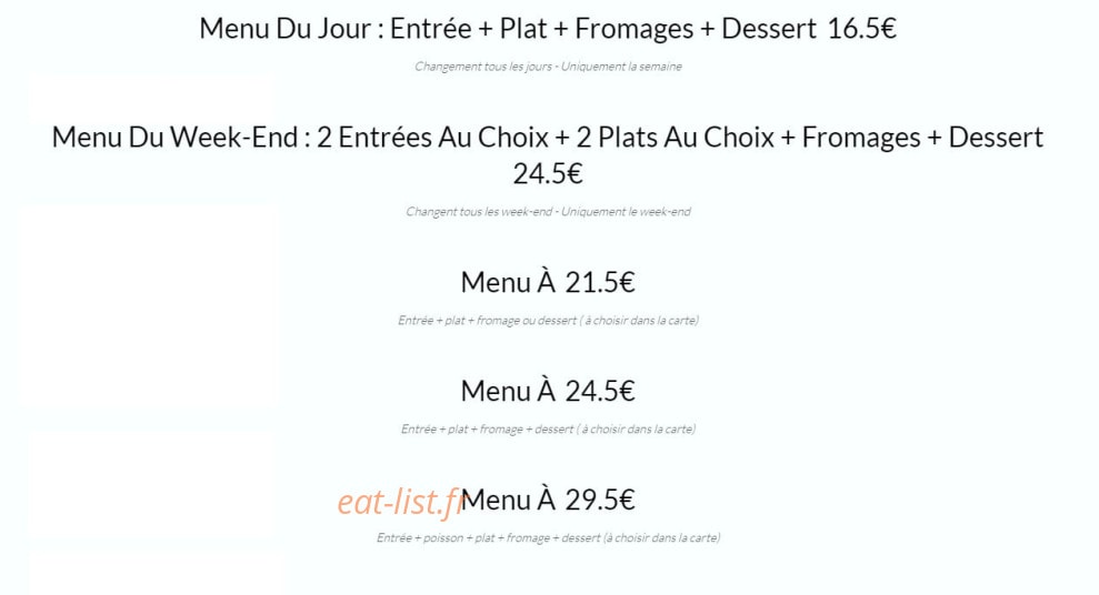 À la Bonne Auberge — carte page 1