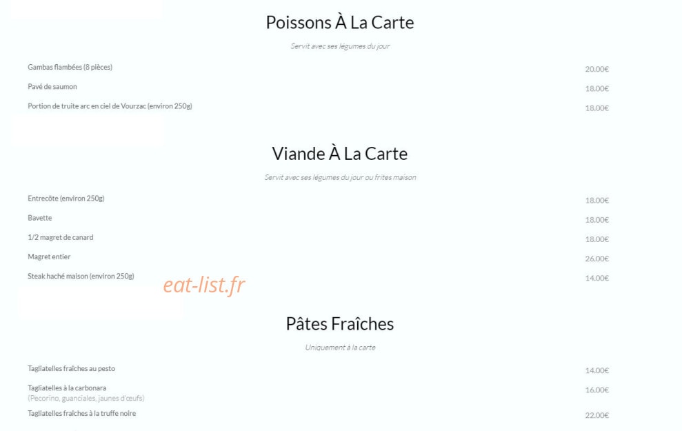 À la Bonne Auberge — carte page 3