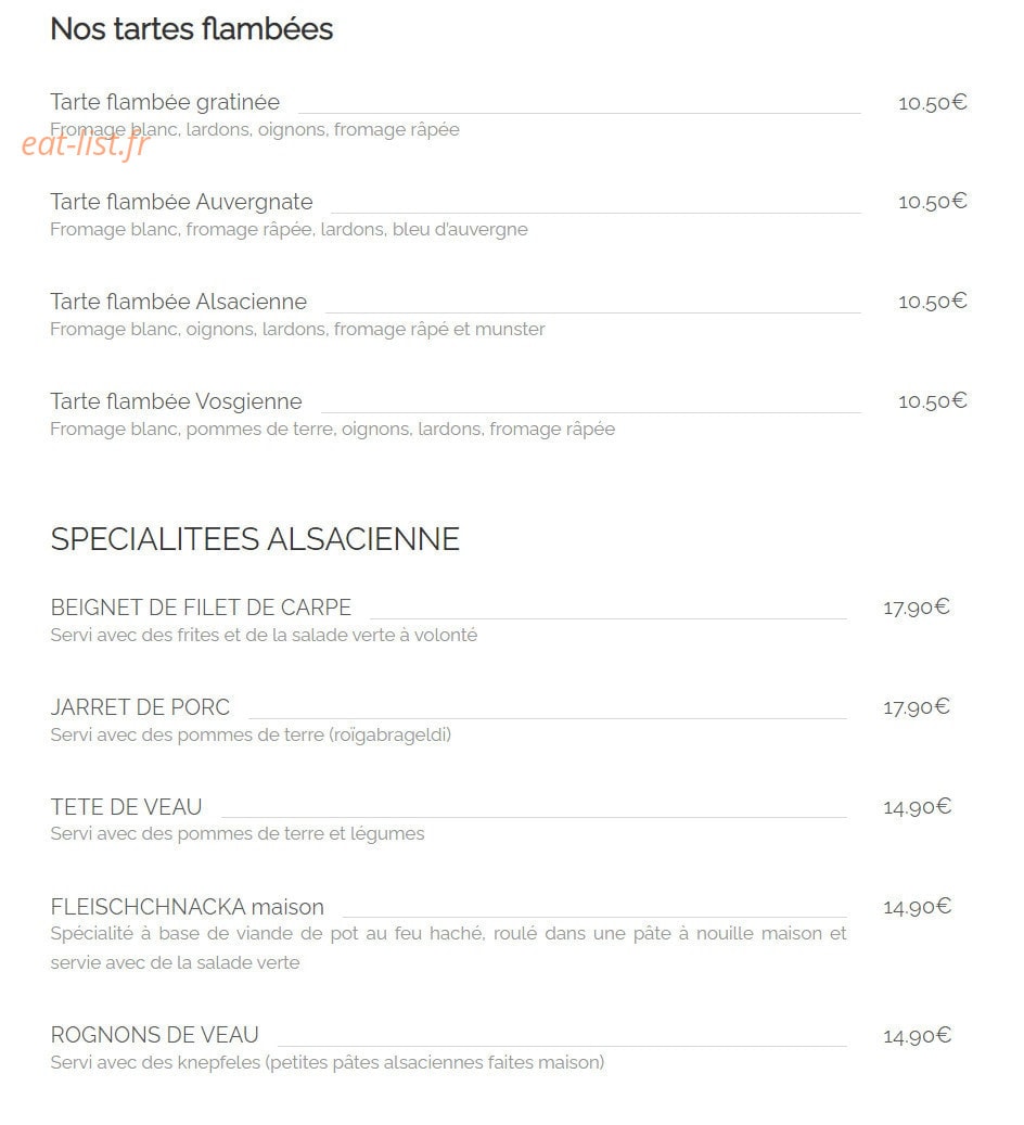 Auberge Alsacienne — carte page 5