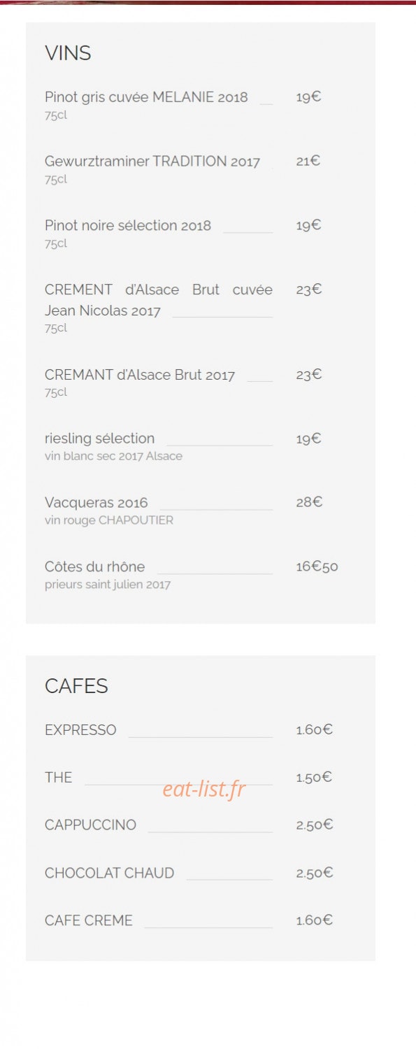 Auberge Alsacienne — carte page 8