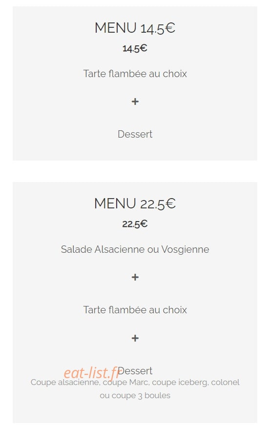 Auberge Alsacienne — carte page 1