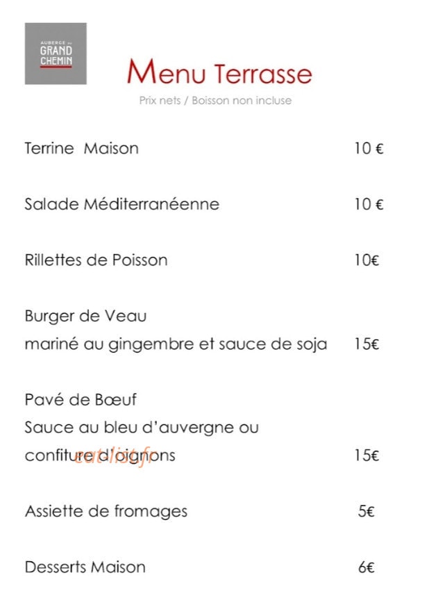 Auberge du Grand Chemin — carte page 2
