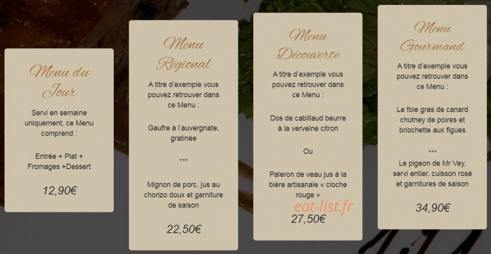 Auberge des 3 vallées — carte page 1