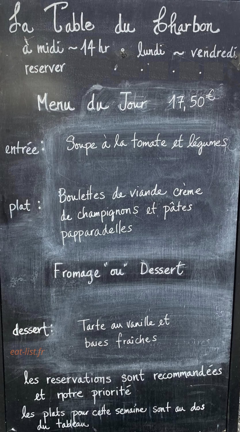 La Table du Charbon — carte page 1
