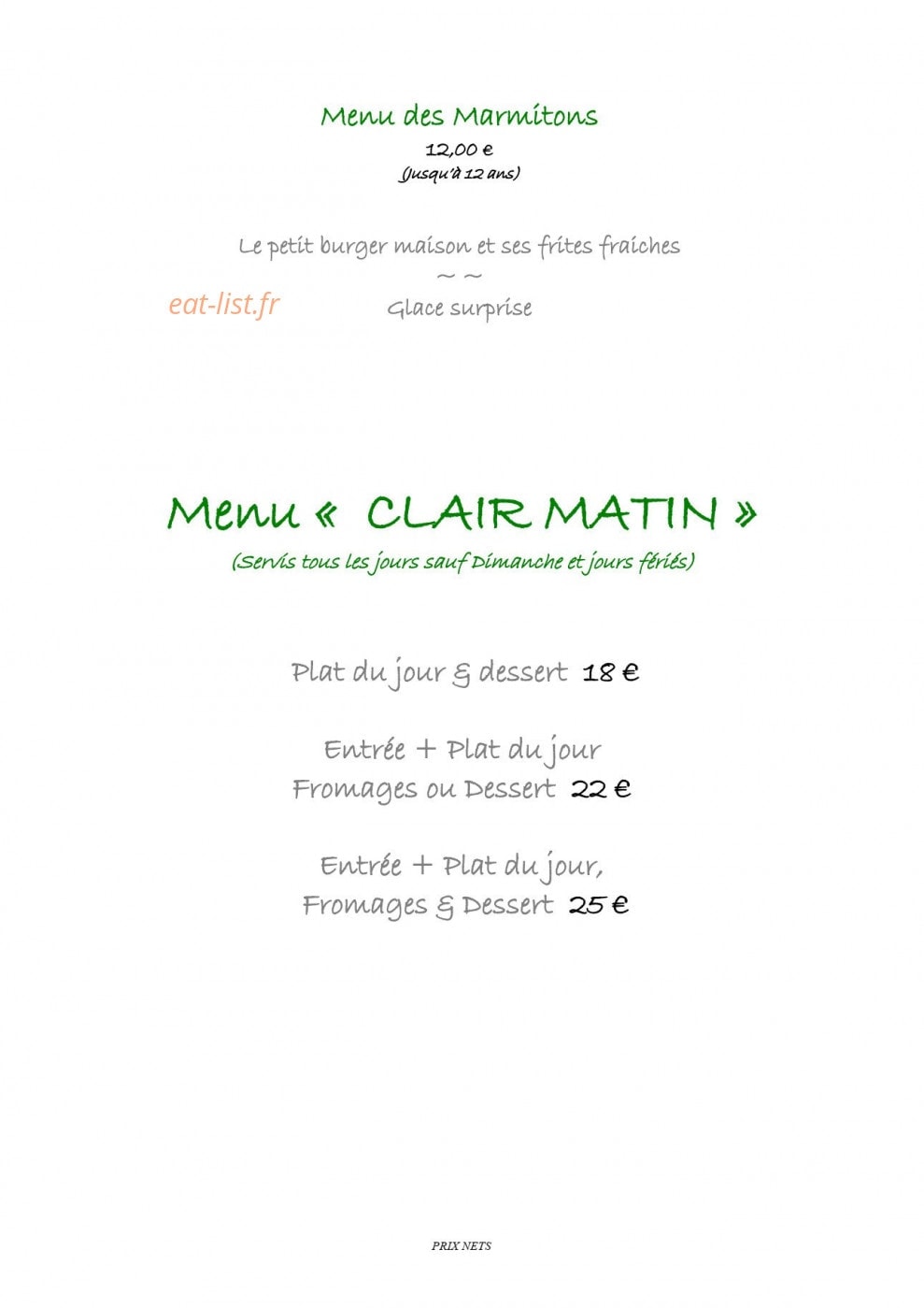 Clair Matin — carte page 1