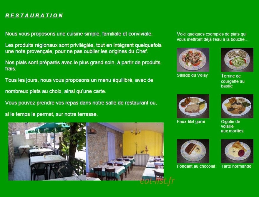 Hotel Restaurant du Velay — carte page 1