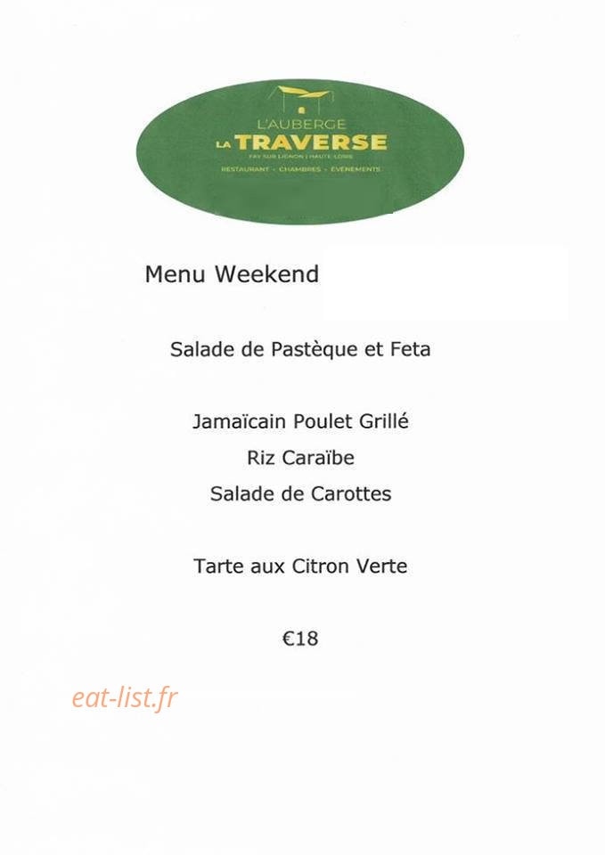 L’auberge La Traverse — carte page 1