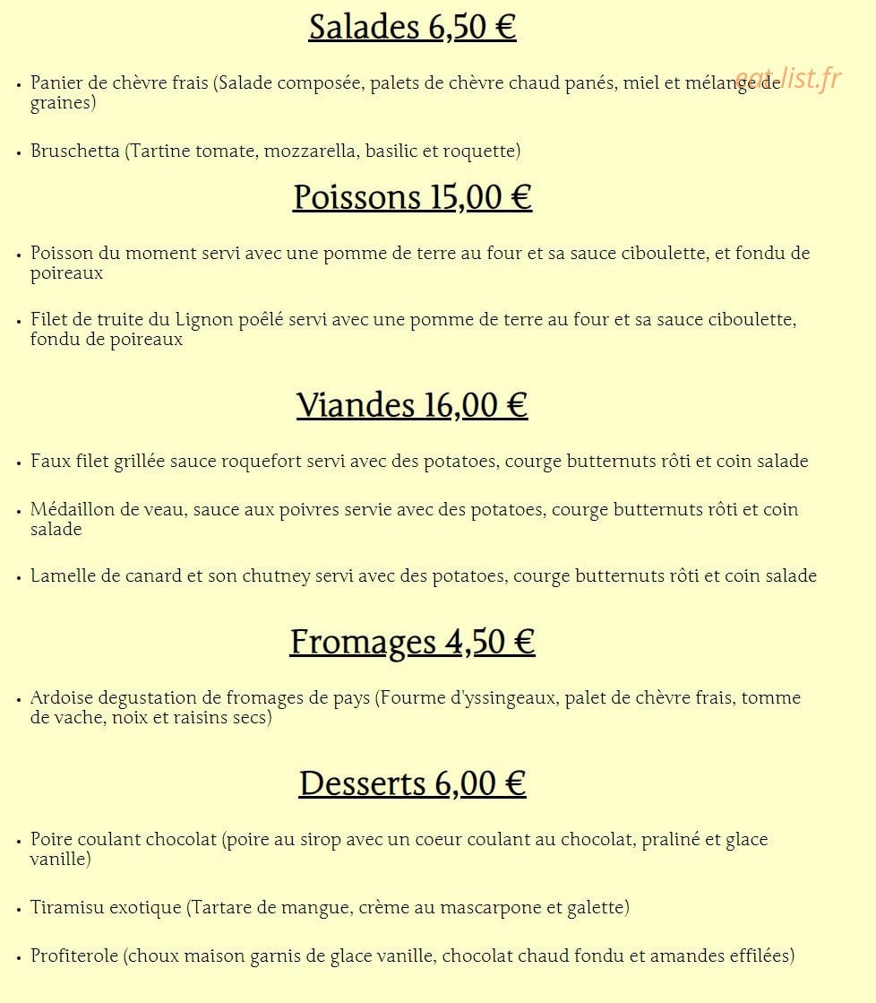 L'auberge Gourmande — carte page 2