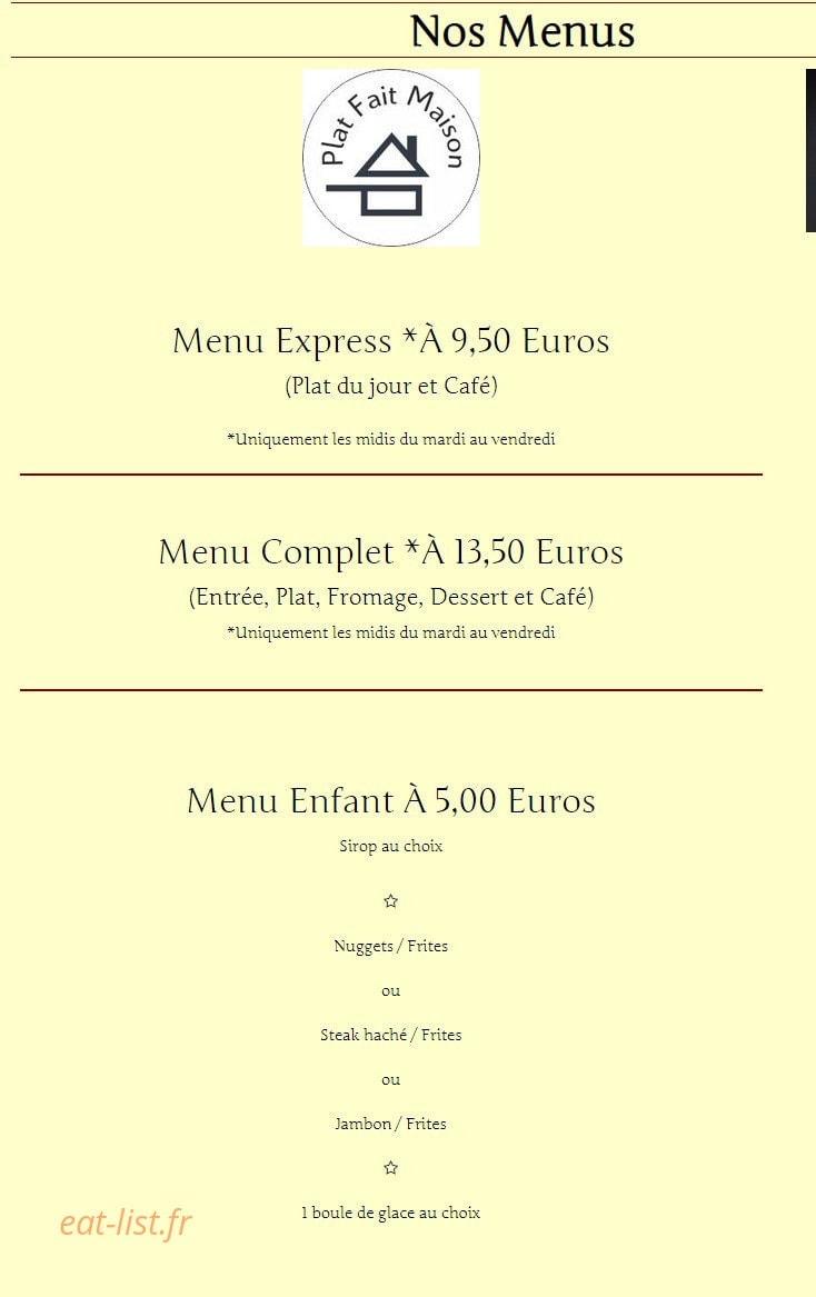 L'auberge Gourmande — carte page 1