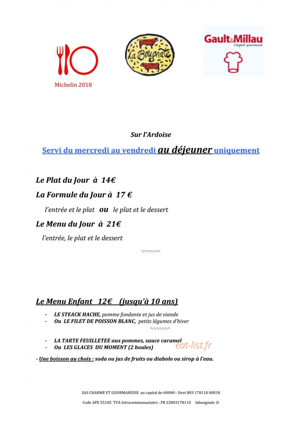 La Bougnate — carte page 1