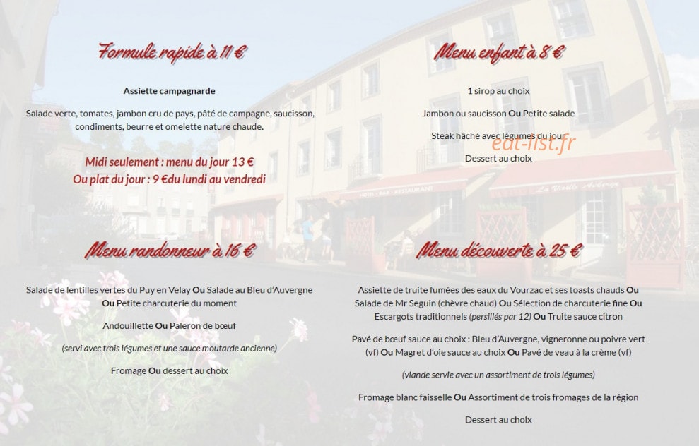 La Vieille Auberge — carte page 1