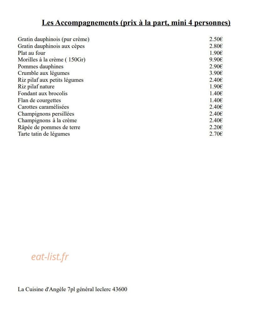 La Cuisine D'angele — carte page 6