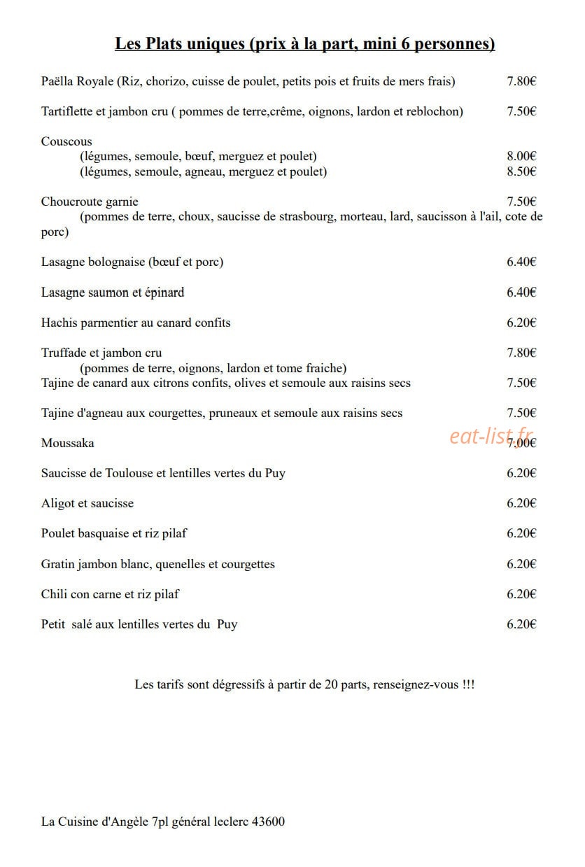 La Cuisine D'angele — carte page 7