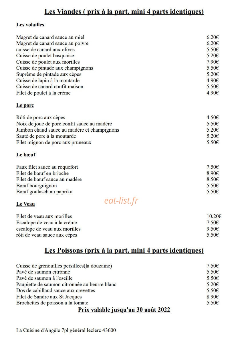 La Cuisine D'angele — carte page 5