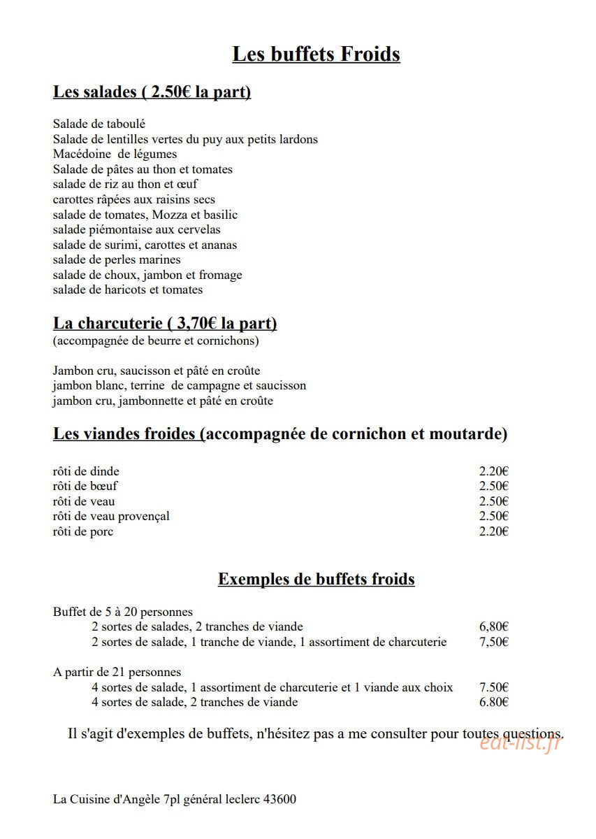 La Cuisine D'angele — carte page 8
