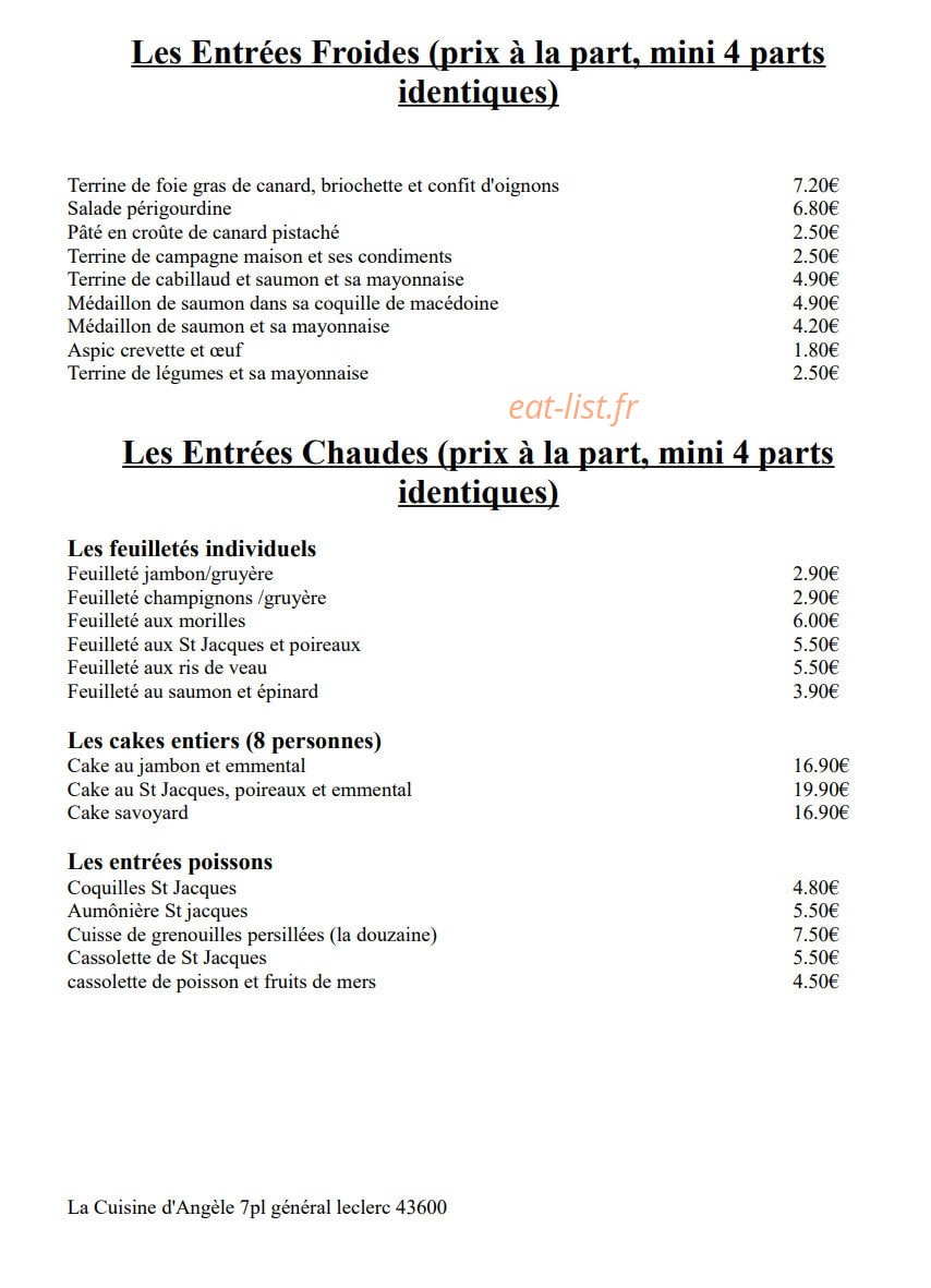 La Cuisine D'angele — carte page 4