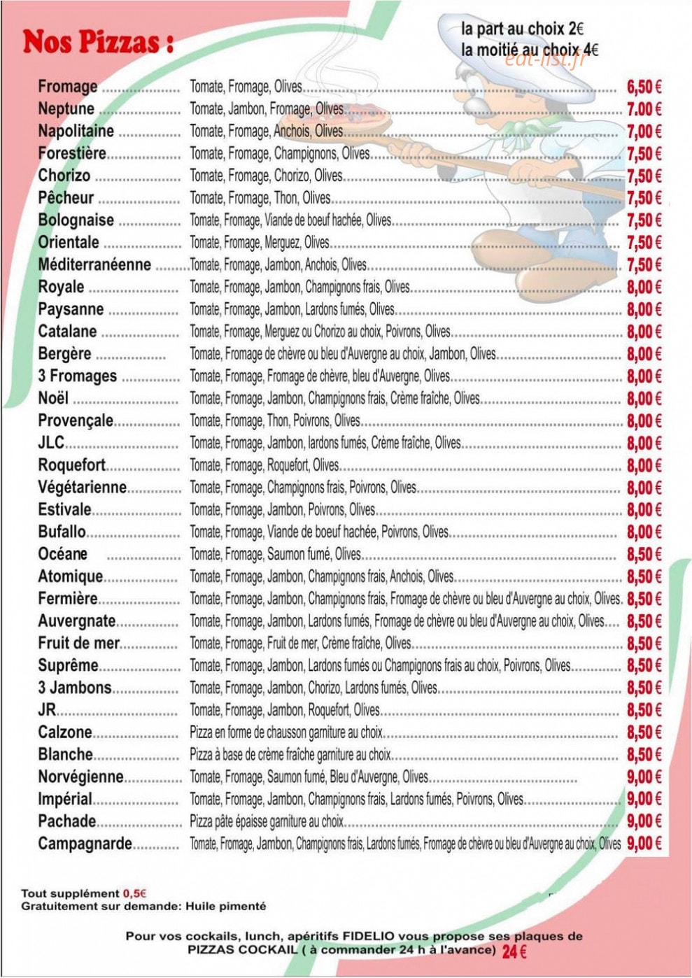 Fidelio pizza — carte page 1