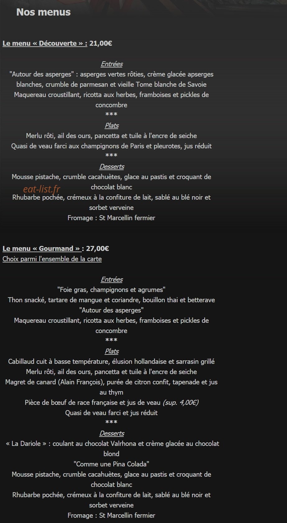 A cantina — carte page 1