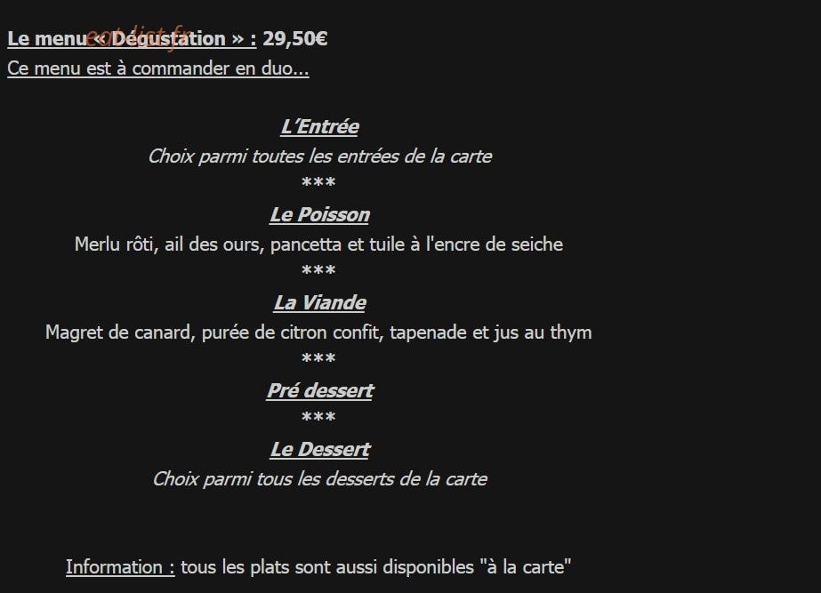 A cantina — carte page 2