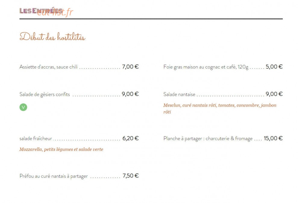 À La Bonne Franckette — carte page 1