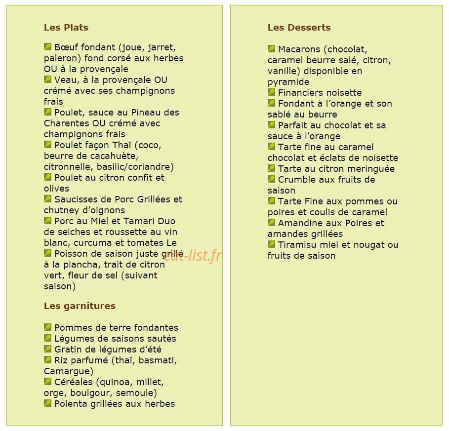 À Table Naturellement — carte page 2