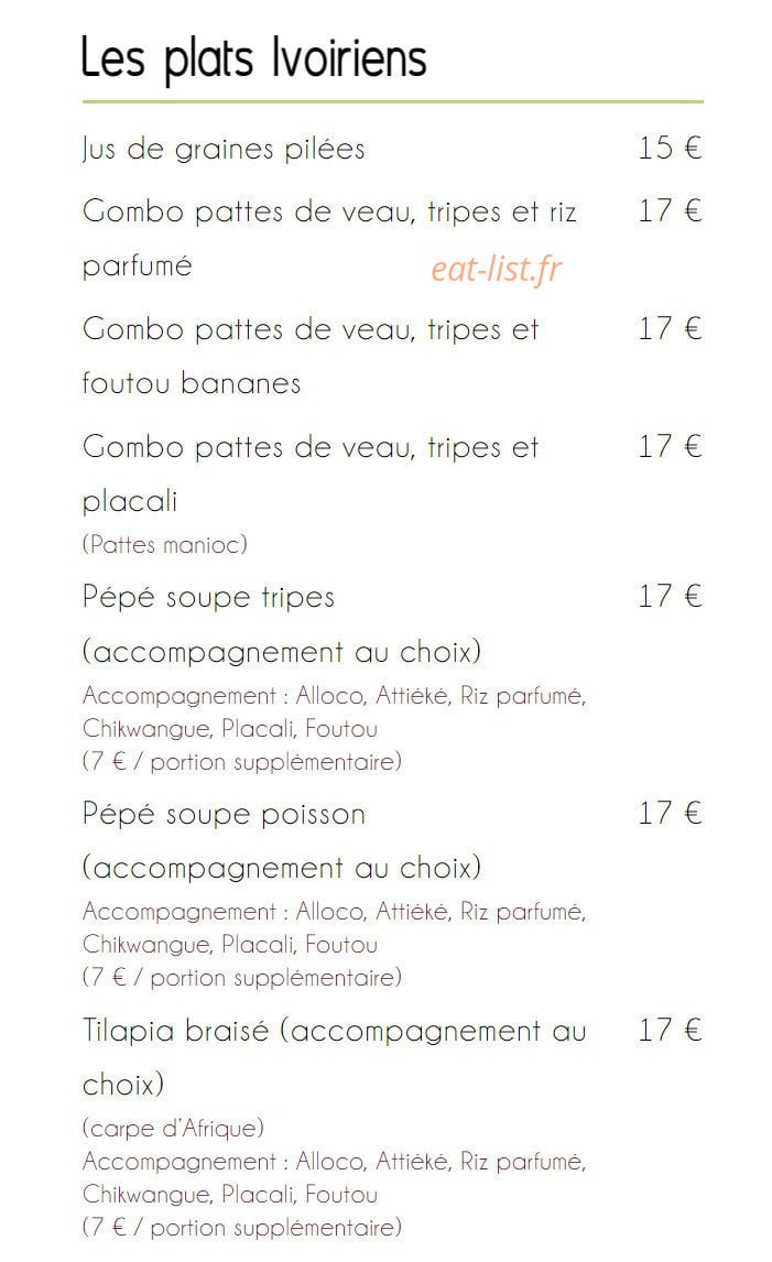 Afri K Gourmand — carte page 3